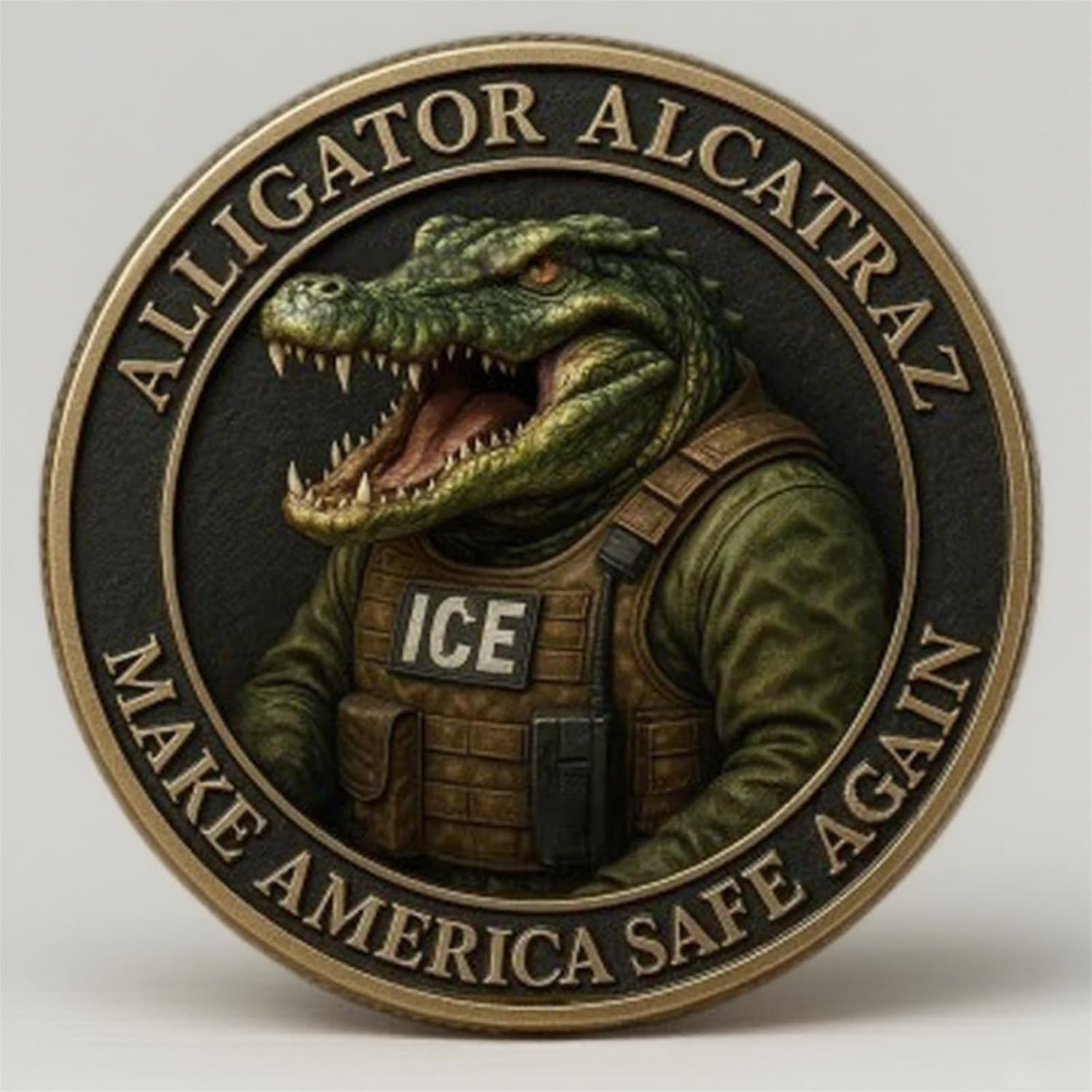 Alligator | Alcatraz Collectible Coin - 3D Relief Metal Florida Everglades Challenge Coin