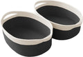 JMvicyroam Woven Storage Baskets - Small Rope Organizer with Handles | White & Black, 2-Pack for Gifts & Toys