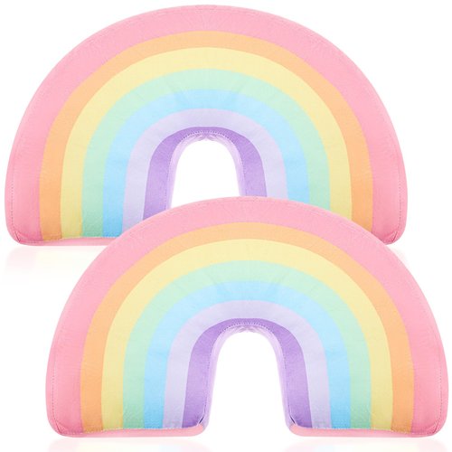 Chunful Rainbow Pillow for Girls Kids 13.8 x 8.7 x 4 Inch Plush Cute Rainbow Throw Pillow Arch Shaped Cushion Stuffed Decoration for Bed Chair Room Home Decor Easter Day(Macaron Colors,2 Pcs)