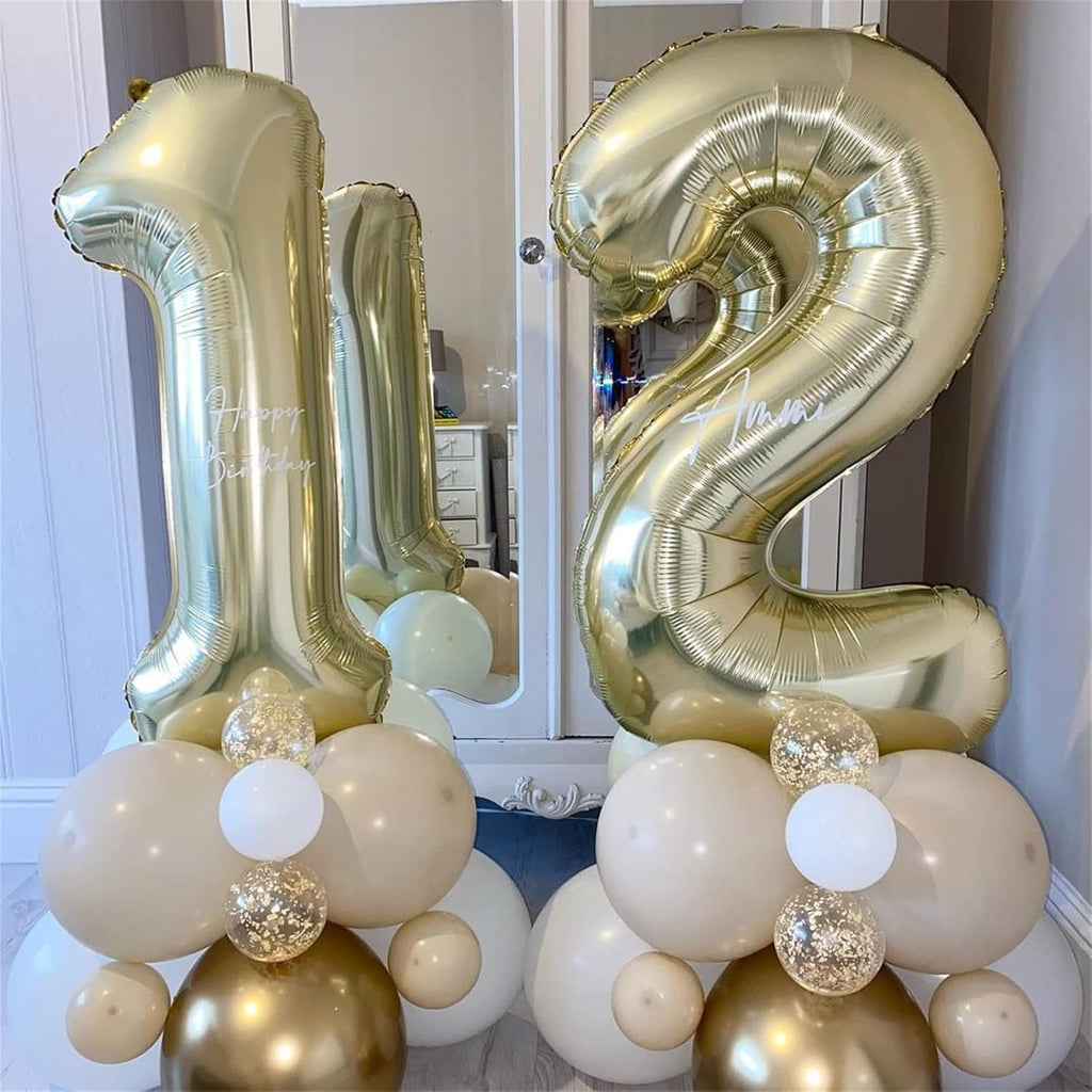 Skiennix 40-Inch Champagne Gold Number 2 Balloon - Large Foil Helium Decoration for 2nd Birthday & Anniversaries