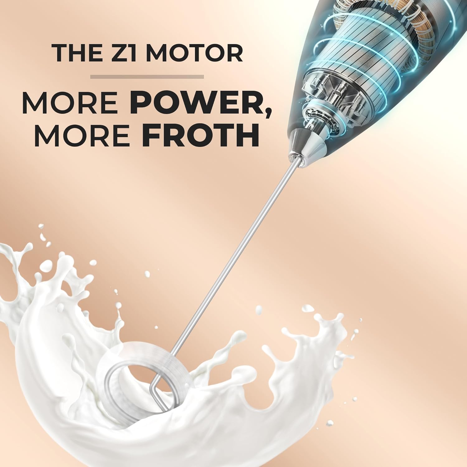 Zulay Powerful Milk Frother Handheld Foam Maker for Lattes - Whisk Drink Mixer for Coffee, Mini Foamer for Cappuccino, Frappe, Matcha, Hot Chocolate by Milk Boss - Honeybee