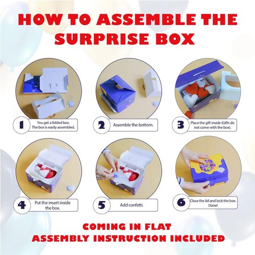 FETTIPOP Exploding Confetti Gift Box - Premium Black Surprise for Happy Birthday | 7.2x5.5x4.3 in.