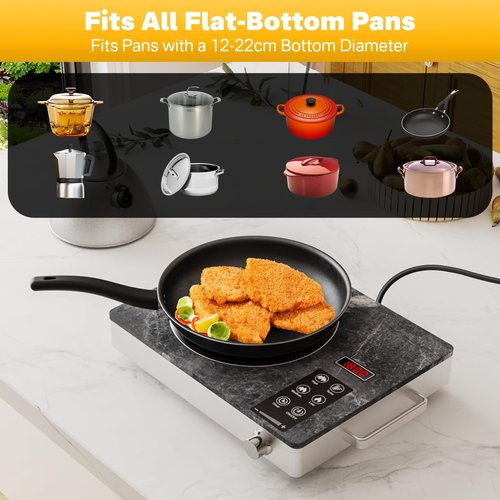 Alemania Single Burner Ceramic Cooktop, Portable 1800W Electric Stove, Countertop Burner for Cooking, Plug in Kitchen Hot Plate, Temperature Adjustable Compact Hob Camping Stoves