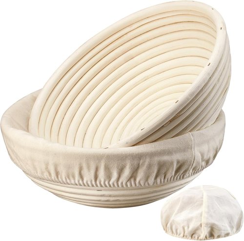 Dimpola Banneton Bread Proofing Basket Set - 9-Inch Round Rattan Baskets for Sourdough Baking