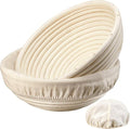Dimpola Banneton Bread Proofing Basket Set - 9-Inch Round Rattan Baskets for Sourdough Baking