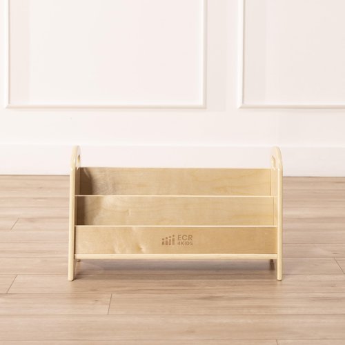 ECR4Kids 2-Shelf Tabletop Book Display with Handles, Beginner Bookshelf, Natural