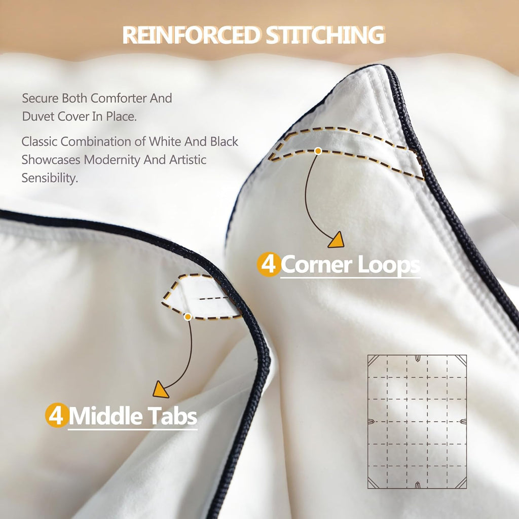 Skiennix Queen Size White Goose Down Fiber Comforter - Super Cozy & Soft All-Season Duvet Insert 90”x90”