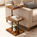 LAIDUOLEOE Swivel Side Table for Couch, 3 Tier Small End Table Adjustable Height with Rotatable Tray, Space Saving Nightstand with Storage Shelf for Living Room, Bedroom, Small Spaces