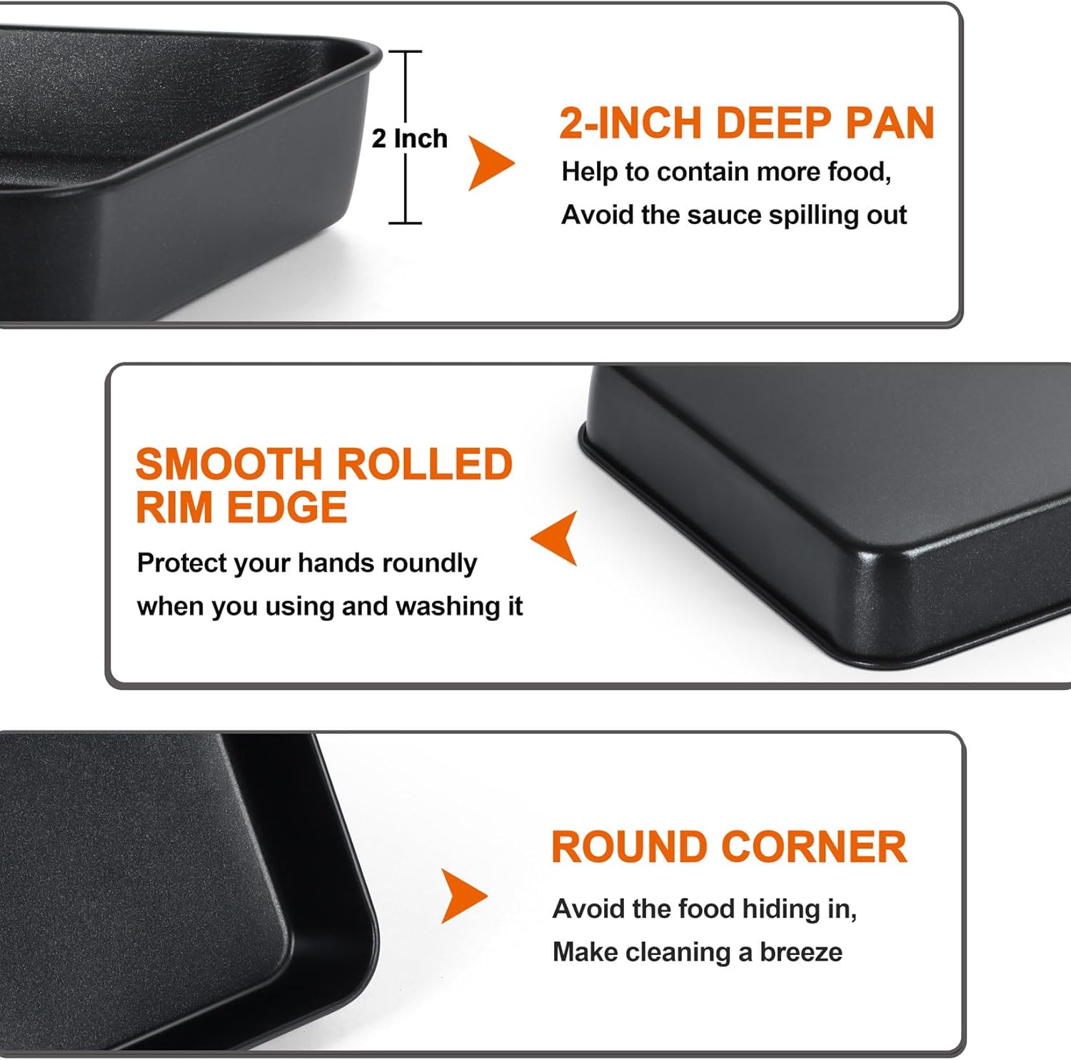 P&P CHEF Toaster Oven Pan - Nonstick Rectangular Baking Tray with Lid | 10.5 Inch, 2-Piece Set
