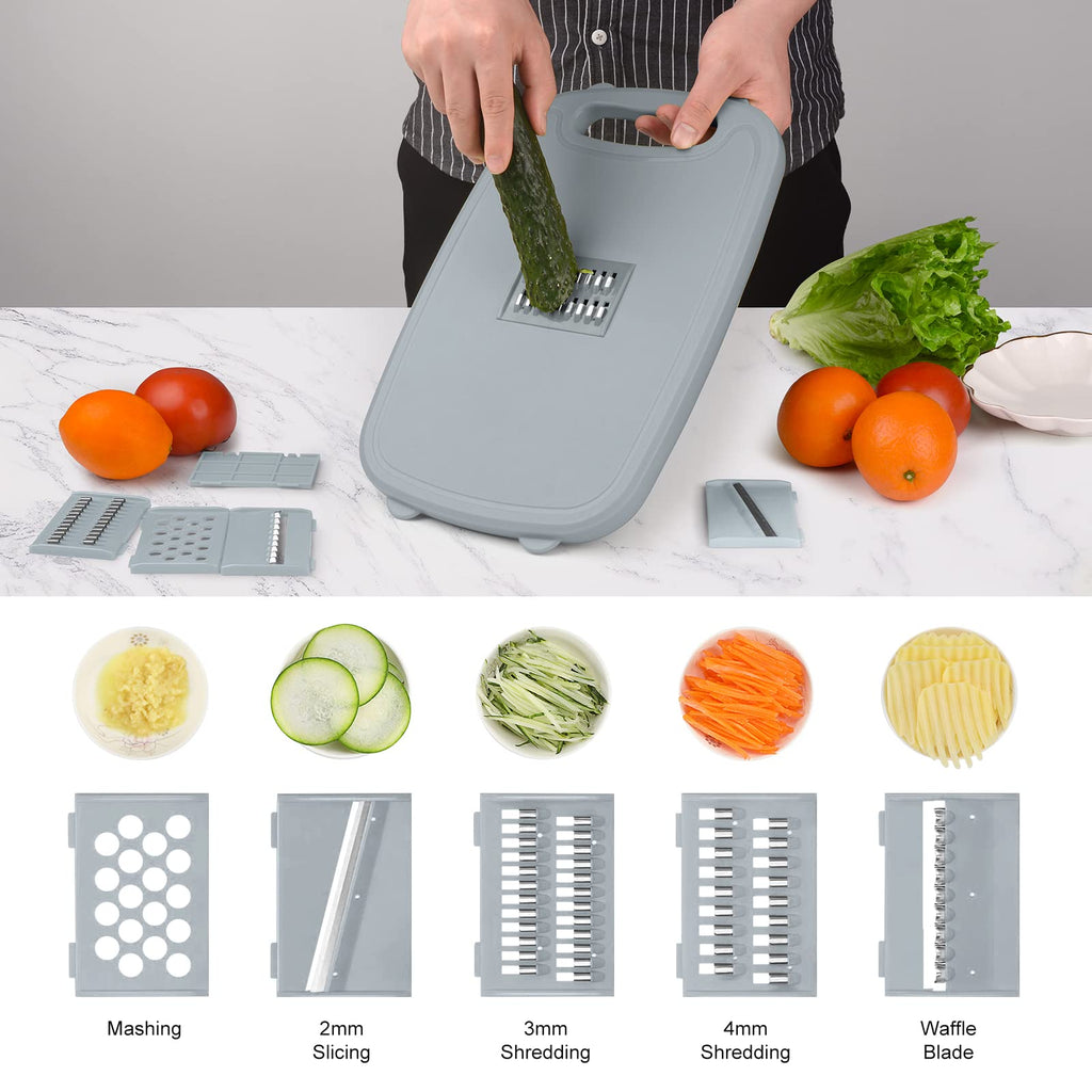 Gintan Camping Cutting Board, 9-in-1 Collapsible Chopping Board with Colander, Outdoor-Kitchen Vegetable Washing Basket for Campers, Camping Gifts Camping Accessories for RV Campers (Gray)