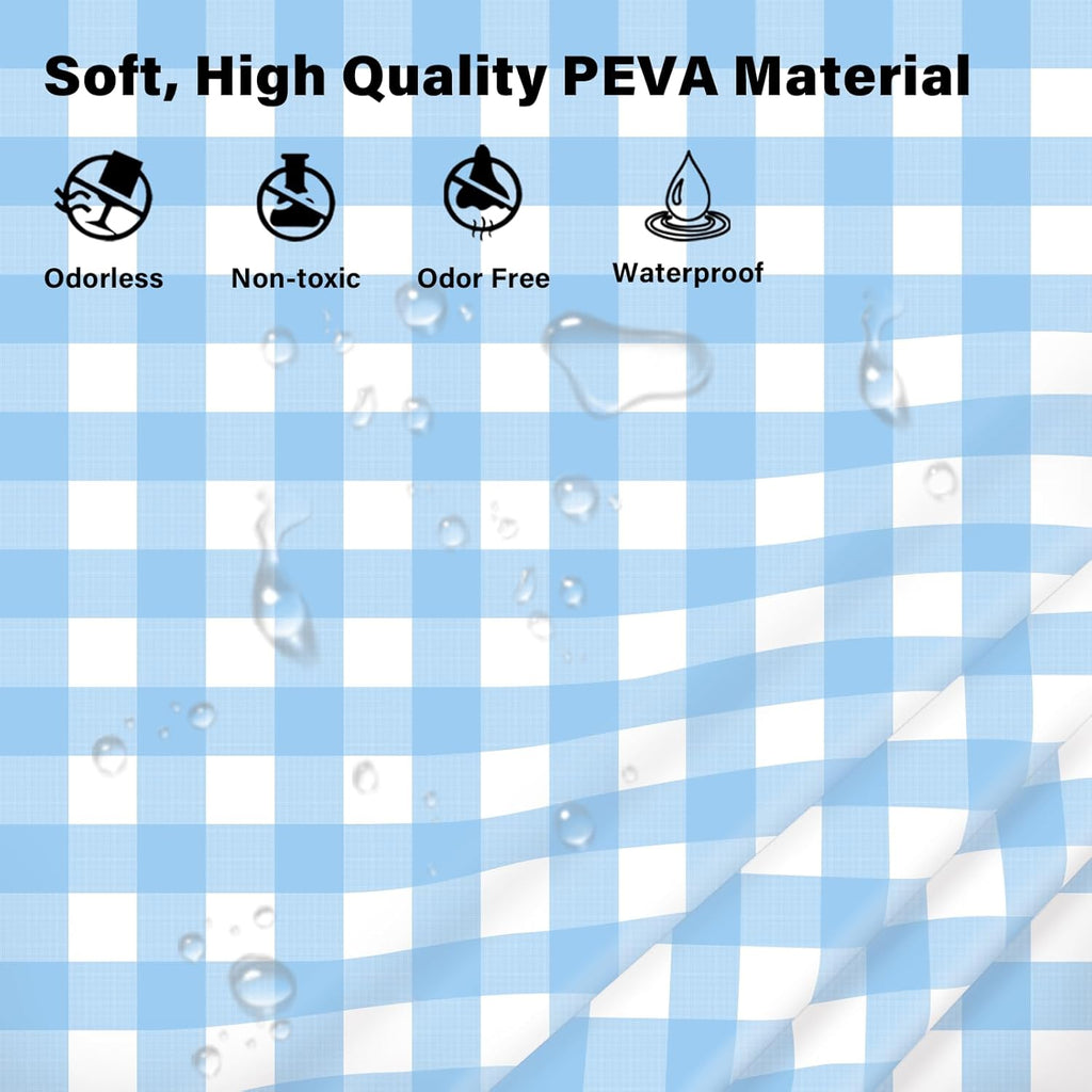 Skiennix Light Blue Checkered Tablecloth - 54" x 108" Waterproof Disposable Cover for Parties & Picnics