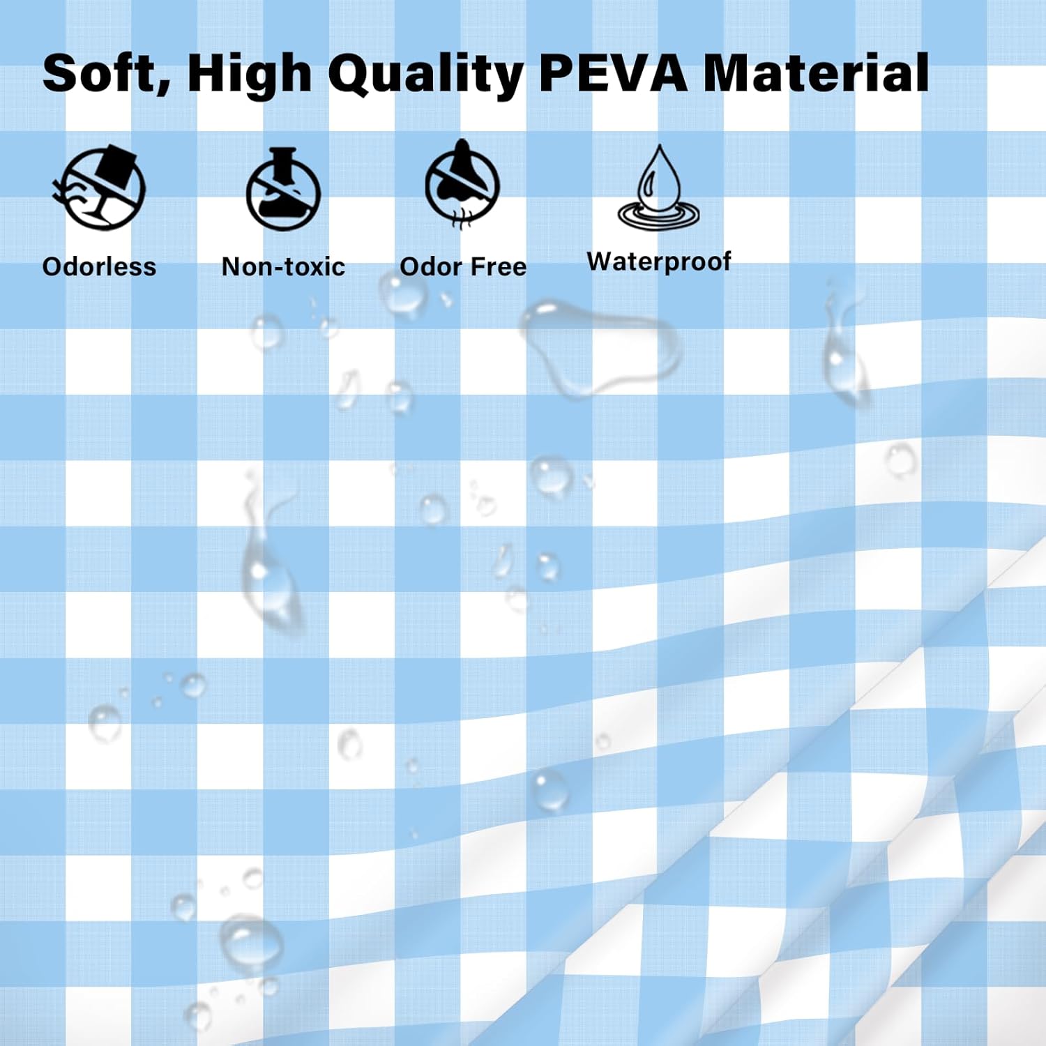 Skiennix Light Blue Checkered Tablecloth - 54" x 108" Waterproof Disposable Cover for Parties & Picnics