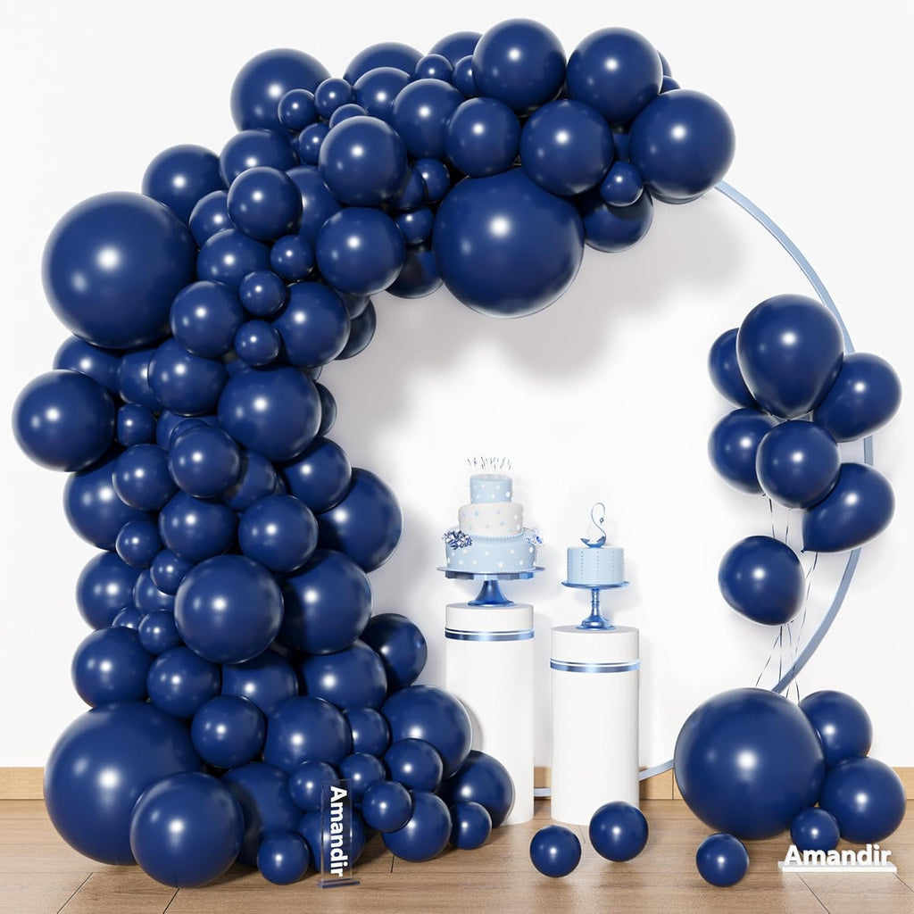 Amandir Navy Blue Balloon Arch Garland Kit - 153 Pcs in Various Sizes for Graduation, Weddings & Parties