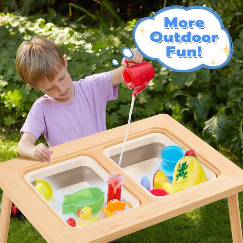 Purelax Children's Sensory Table with 2 Stool & 2 Storage Bin - Multifunction Toddler Play Sand & Art Table