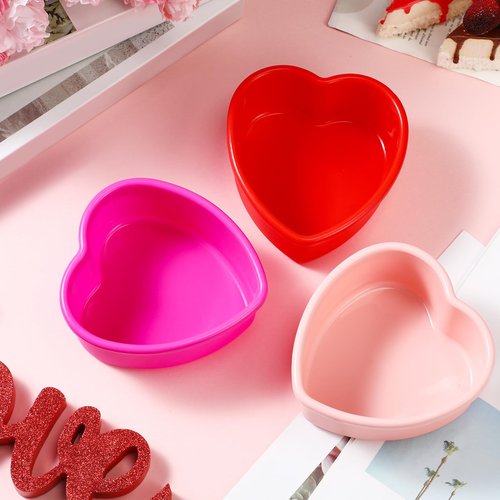 12 Pcs Mother's Day Heart Shaped Cake Pans Pink Red Silicone Mini Heart Cake Mold Nonstick Dessert Pan Chocolate Baking Tray Bakeware for Mother's Day Birthday Cupcake Muffin Tool(Multicolor,4'')