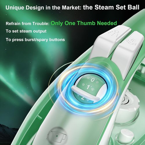 Martisan Steam Iron - 1600W Fast Heating with Non-Stick Ceramic Soleplate | Green Color, Precise Thermostat