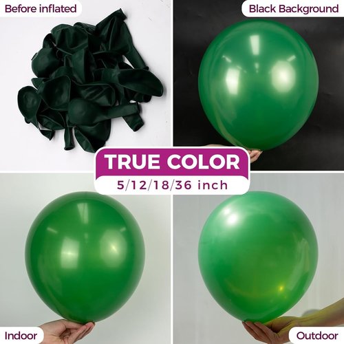 Bezente Green Balloons - 18 Inch Dark Green Latex Balloons | 30 Pack for Birthday & Wedding Decor