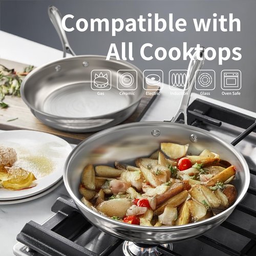 SANFELA 9.5 Inch and 11 Inch Stainless Steel Frying Pans