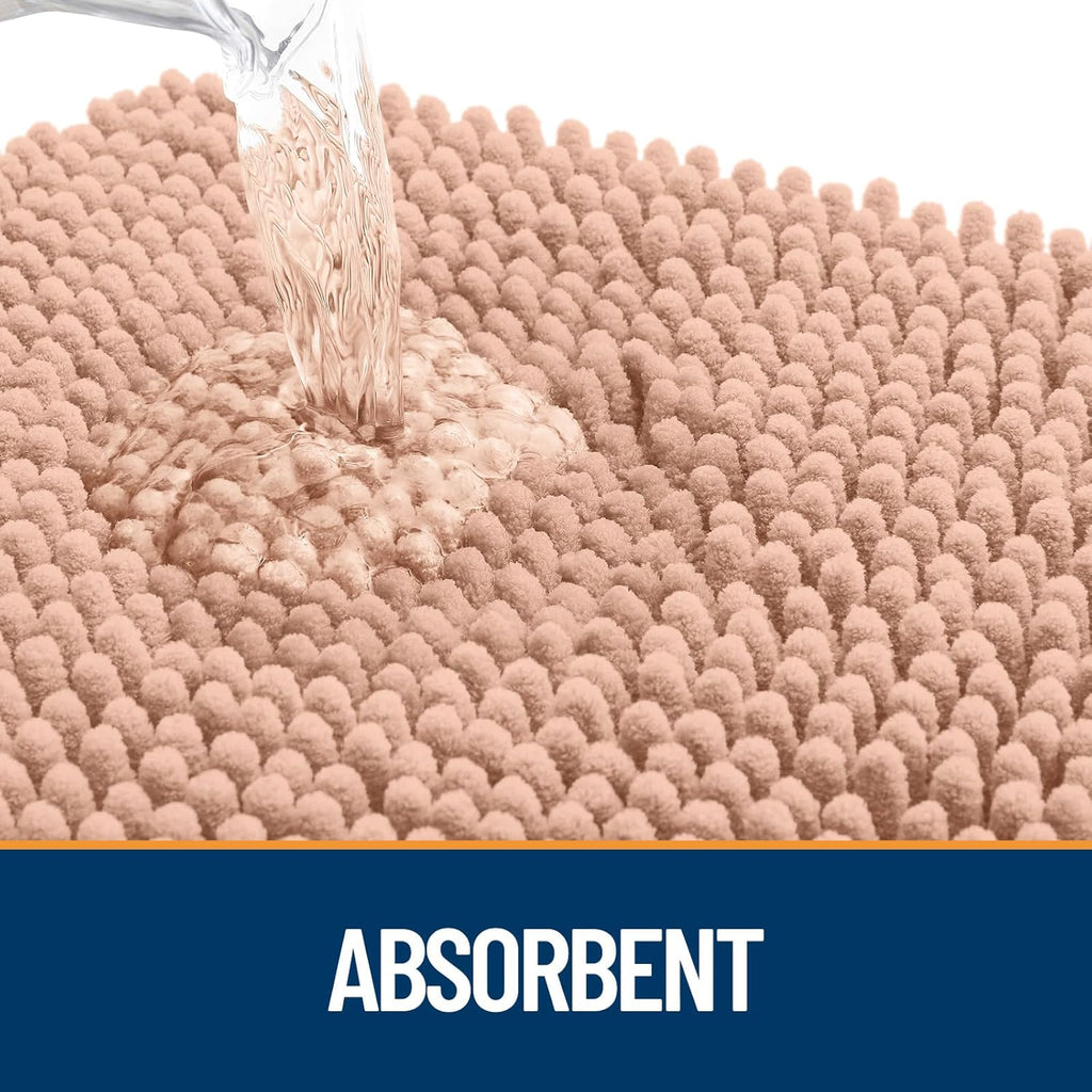 OLANLY Dog Door Mat - Absorbent Non-Slip Mud Mat for Indoor Use | Quick Dry Chenille, 70x35, Peach