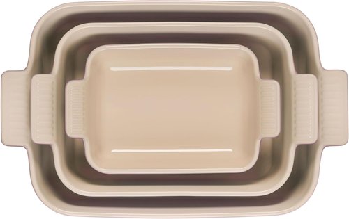 Le Creuset Stoneware | Set of 3 Heritage Rectangular Dishes in Chiffon Pink - Durable & Stylish