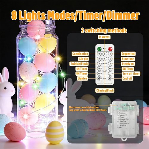 LAMPHOME 100 LED 33FT Multicolor Fairy Lights - Battery Operated with Remote & Timer for Home Decor