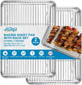 Herogo Stainless Steel Baking Sheet Set - 2 Pans & 2 Racks, 16" x 12" | Non-Toxic, Heavy Duty & Easy Clean