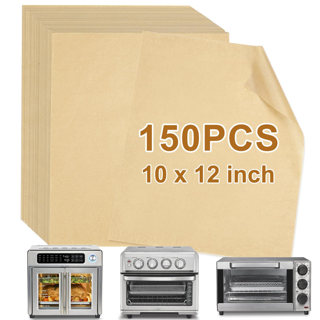 YQL 10x12 Inch 150PCS Disposable Air Fryer Liners, Unbleached Parchment Paper for Emeril Lagasse French Door 360 Air Fryer, Breville/Cuisinart/Hamilton Beach Toaster Oven Accessories