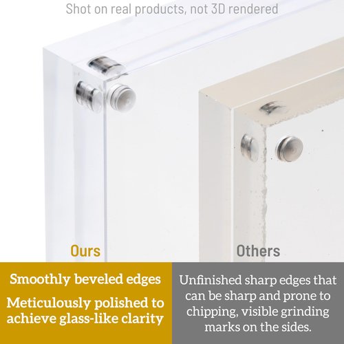 ATZYmolin 5x7 Acrylic Picture Frame 3 Pack, 20mm Thick Magnetic Double Sided Display 20% Thicker- Frameless Clear Transparent Photo Frame for Desktop/Tabletop, Self Standing with Microfiber Cloth