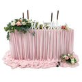 EHLDekol Pooling and Floating Chiffon Table Skirt, 6FT 9FT 14FT Sheer Tablecloth, Baby Shower, Birthdays, Wedding Table Skirt (Blush Pink, 9FT)