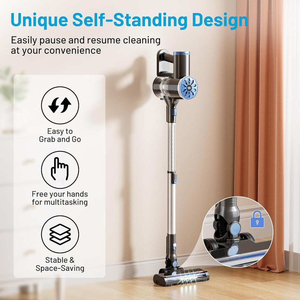 VIPSUN Cordless Vacuum Cleaner - Lightweight 6-in-1 Stick Vacuum with LED Screen for Home Use