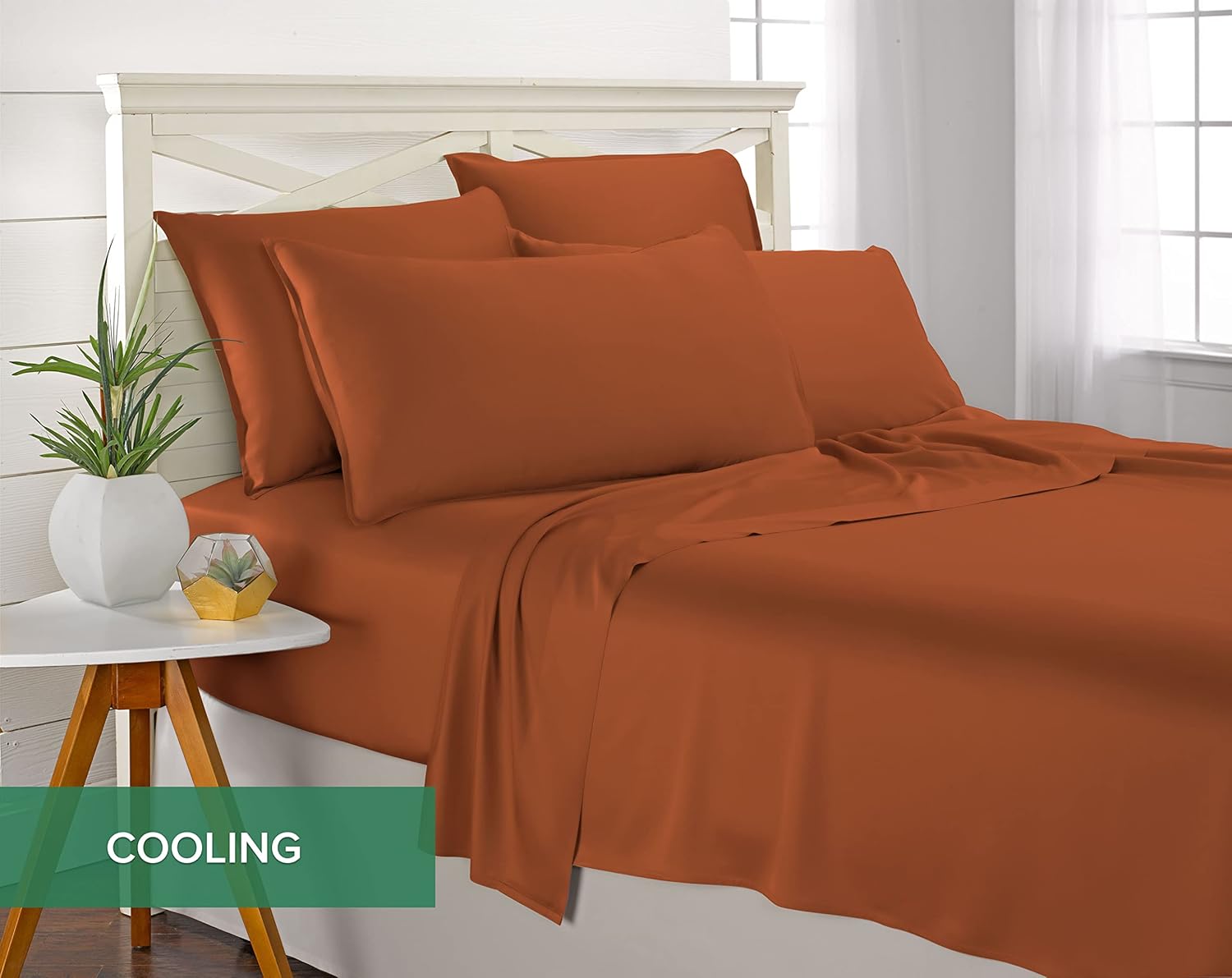 Pure Bamboo Split King Sheets - 100% Organic Viscose Bed Sheet Set, Soft & Cooling, Terracotta