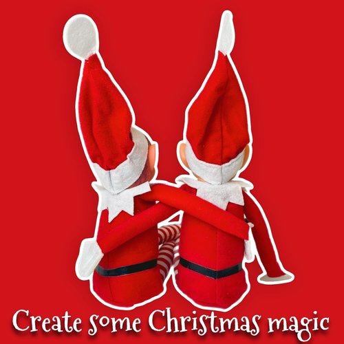 Elfie & Elvie | Fun Playful Elves Behavin' Badly Figures - Soft Body & Vinyl Face, Set of 2, Red