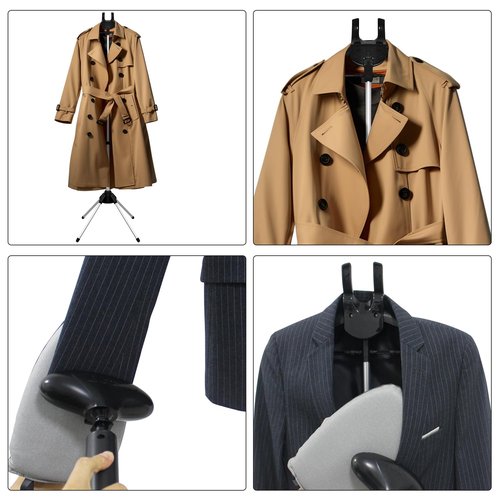 Clothes Steamer Rack Stand with Ironing Glove - Portable Steamer Hanger for Wrinkle Removal, Garment Steamer Rack with Handheld Ironing Pad Board for Quick Clothing & Fabric Steaming
