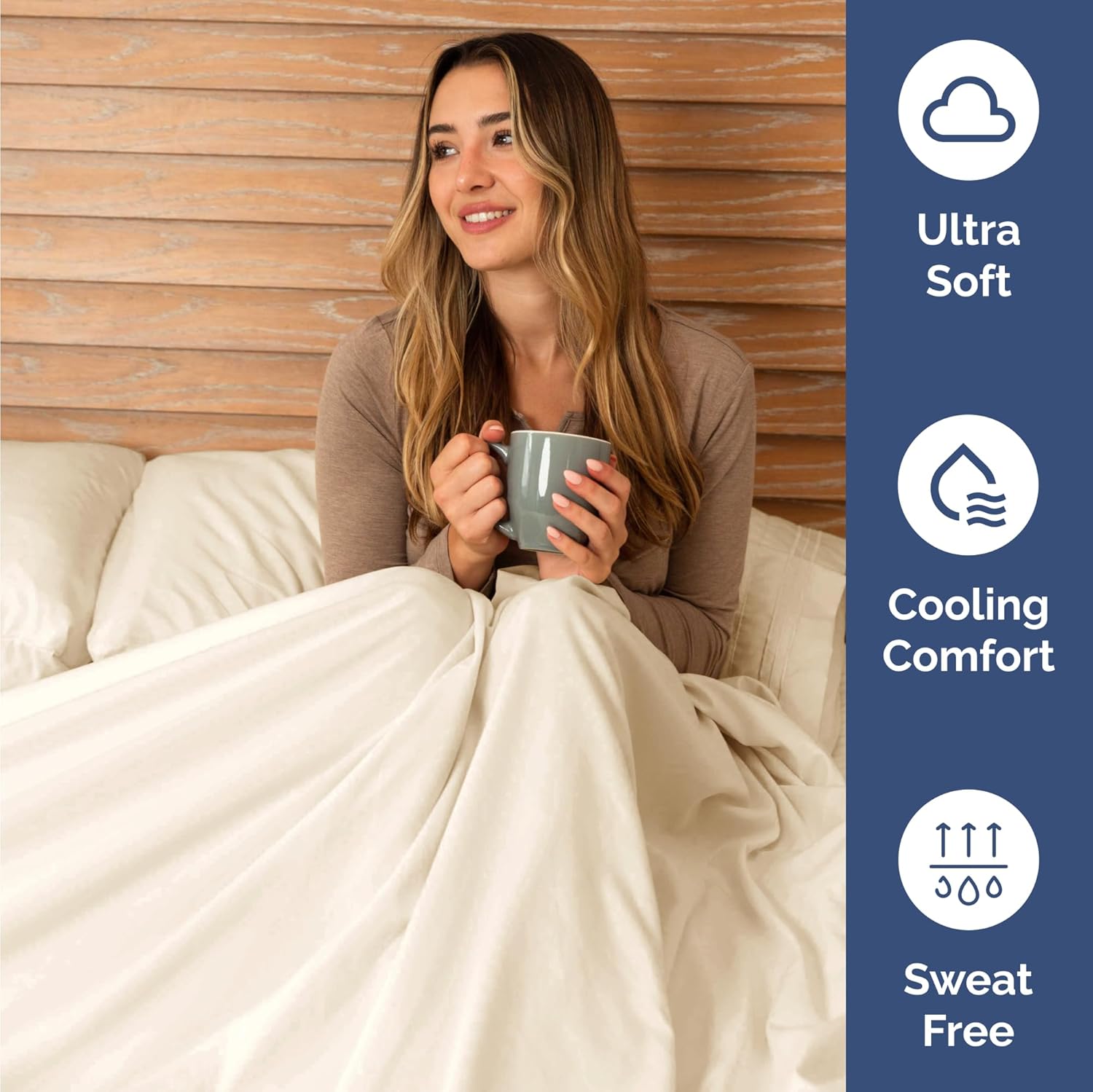 Skiennix Twin Size 3 Piece Sheet Set - Ultra-Soft Cooling Bed Sheets - Deep Pockets, Wrinkle-Free, Off White