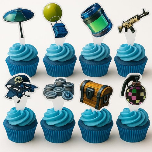 Video Game Cupcake Toppers For Boys Battle Royale Birthday Cake Topper Gamer Cupcake Toppers - 16PCS