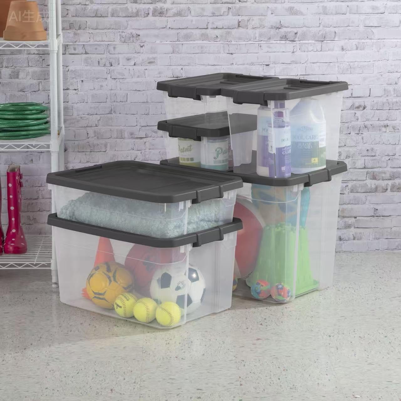 Skiennix 76 Quart Clear Plastic Storage Bins - Durable Latch Lid Containers for Office & Garage Organization