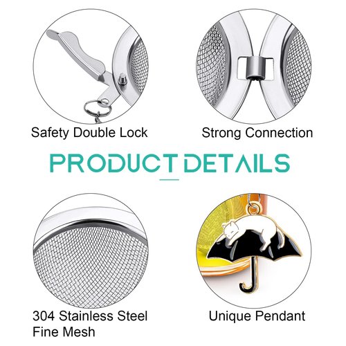2Pack Tea Infuser with Cute Cat Charm,Premium Stainless Steel Loose Leaf Tea Strainer Tea Steeper Tea Ball Tea Infusers for Loose Tea