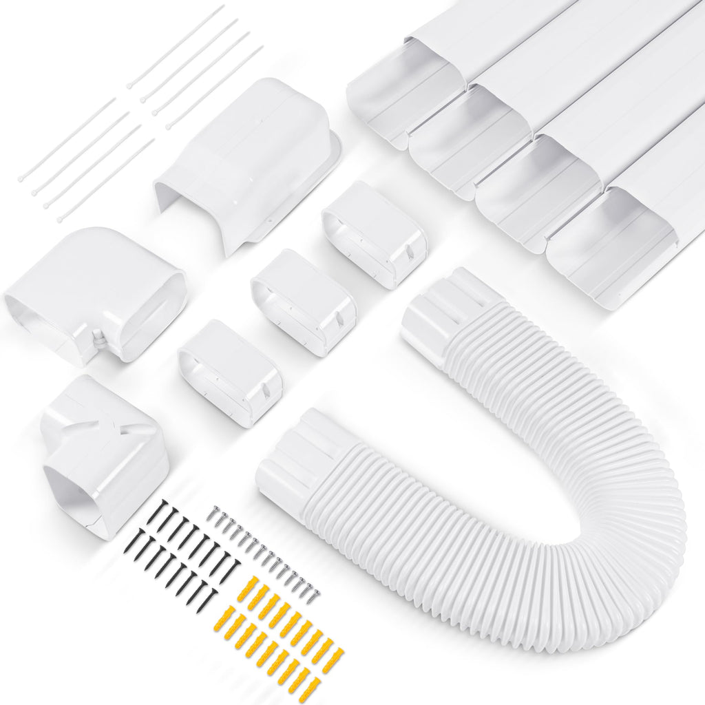 KuriProtect 4”W 16.5Ft Decorative PVC Line Set Cover Kit for Mini Split Lineset Cover Kit for Air Conditioner & Heat Pump (White)