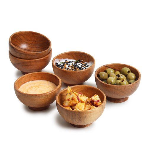 LAVAUX DESIGNS set of 36 Acacia wood small bowls | 3.25 x 2 inches 4 fl oz capcacity | Use with Charcuterie board, grazing board, Meal prep, Condiments and sauce serving