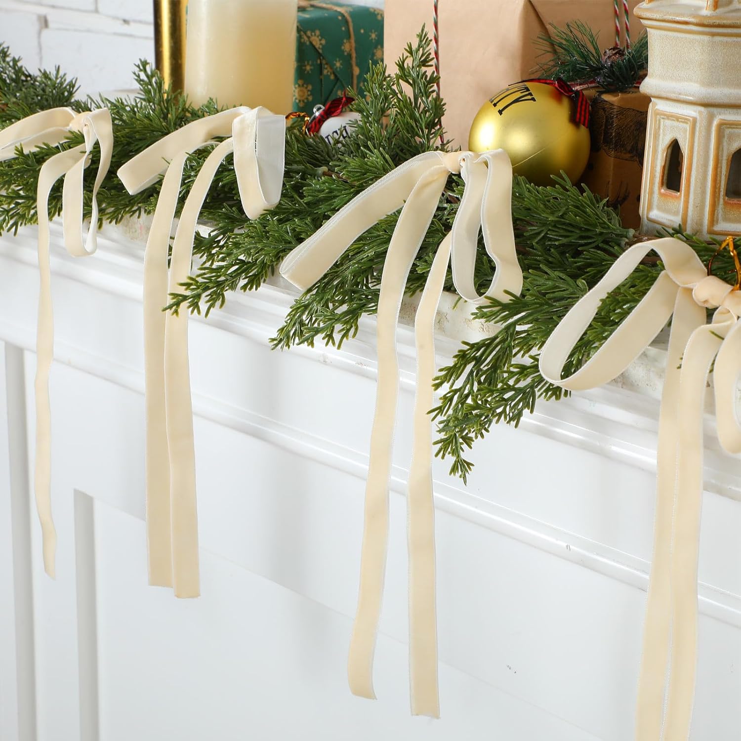 Regine Switzerland Velvet Bows | 24 Pcs Christmas Tree Ornaments - Coquette Wedding Decor (9 x 13 Inch, 5/8" Width)