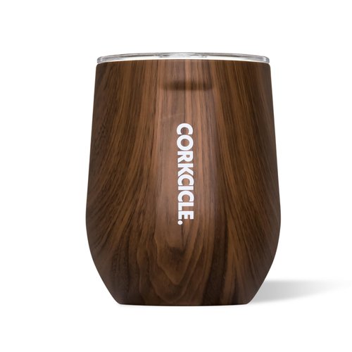 Corkcicle Stemless Insulated Wine Glass Tumbler - Keeps Beverages Cold 6 Hrs Hot 3 Hrs - Stainless Steel - Easy-Grip - Summer Drinkware Gift - Keeps Drinks Ice Cold - 12 oz - Walnut Wood