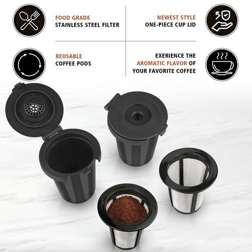 FOTRIC Newly upgraded Reusable Filter Cup for Cuisinart, Compatible with Cuisinart #SS-RFC HomeBarista Reusable Filter Cup, Black (2 Pack)