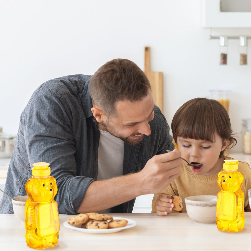 Thenshop 36 Pcs Honey Bear Bottle,Plastic Honey Squeeze Bottle,Honeybear Squeeze Jars,Cute Empty Container with Yellow Flip Lid for Syrup Sauce,Juice Storing and Dispensing, Transparent(500 Ml/ 17 oz)