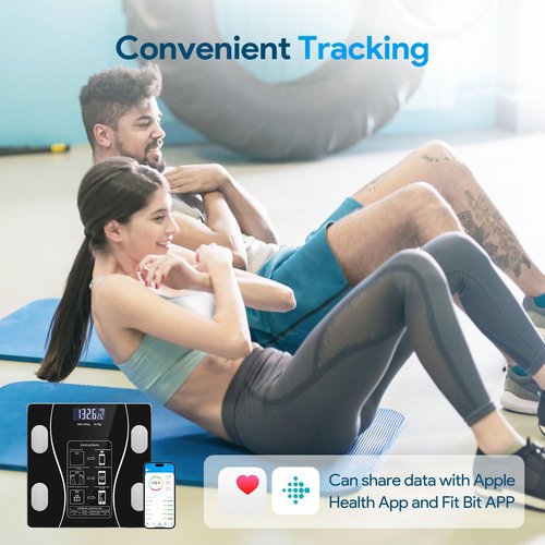 Smart Weighing Scale, Bluetooth Smart Body Fat Scale, accurately Measures Weight, Body Fat Percentage, Muscle Mass Percentage, BMI, and Other Body Metrics. (Black)