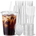 VITEVER [100 Sets - 24oz] Plastic Cups with Lids and Straws, Disposable Cups for Iced Coffee, Smoothie, Milkshake, Cold Drinks - Clear