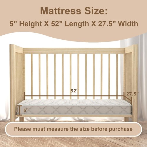 CertiPUR-US Medium Firm Mattress - High Density Foam, Edge Reinforced, Odorless | Standard Size, Pure White