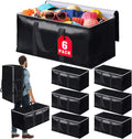 Skiennix Heavy-Duty Moving Bags - Extra Capacity Storage Totes with Backpack Straps | 6 Pack, Black