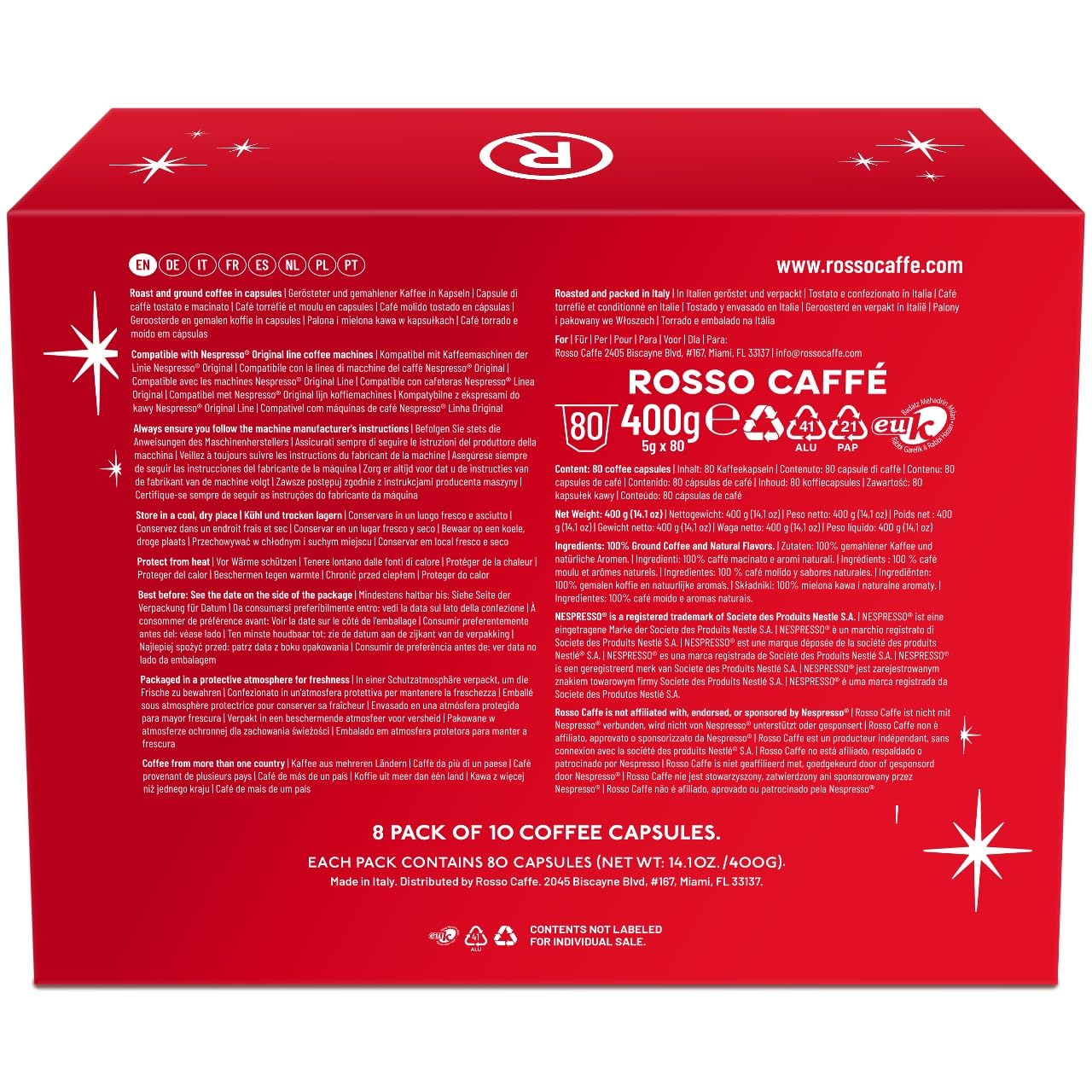 ROSSO CAFFE Espresso Coffee Pods for Nespresso Machines - Holiday Limited Edition - 80 Aluminium Capsules - Compatible with all Nespresso Original line Machines (Holiday Blend and Pumpkin Spice)
