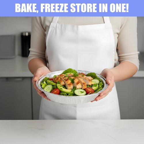 60 Pcs Round Foil Pans | Aluminum Baking & Roasting Containers - Freezer & Oven Safe
