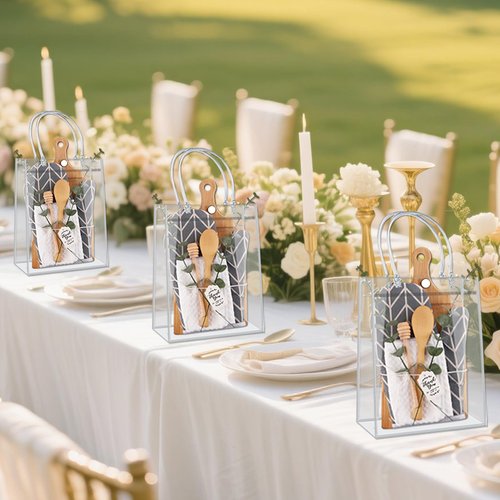 6 Sets Baby Shower Prizes for Game Winners, 37Pcs Include Bamboo Cheese Board Spoon Honey Stick Dipper Oven Mitts Towel Eucalyptus Stems Thank You Card and PVC Gift Bags Wedding Bridal Shower Favors